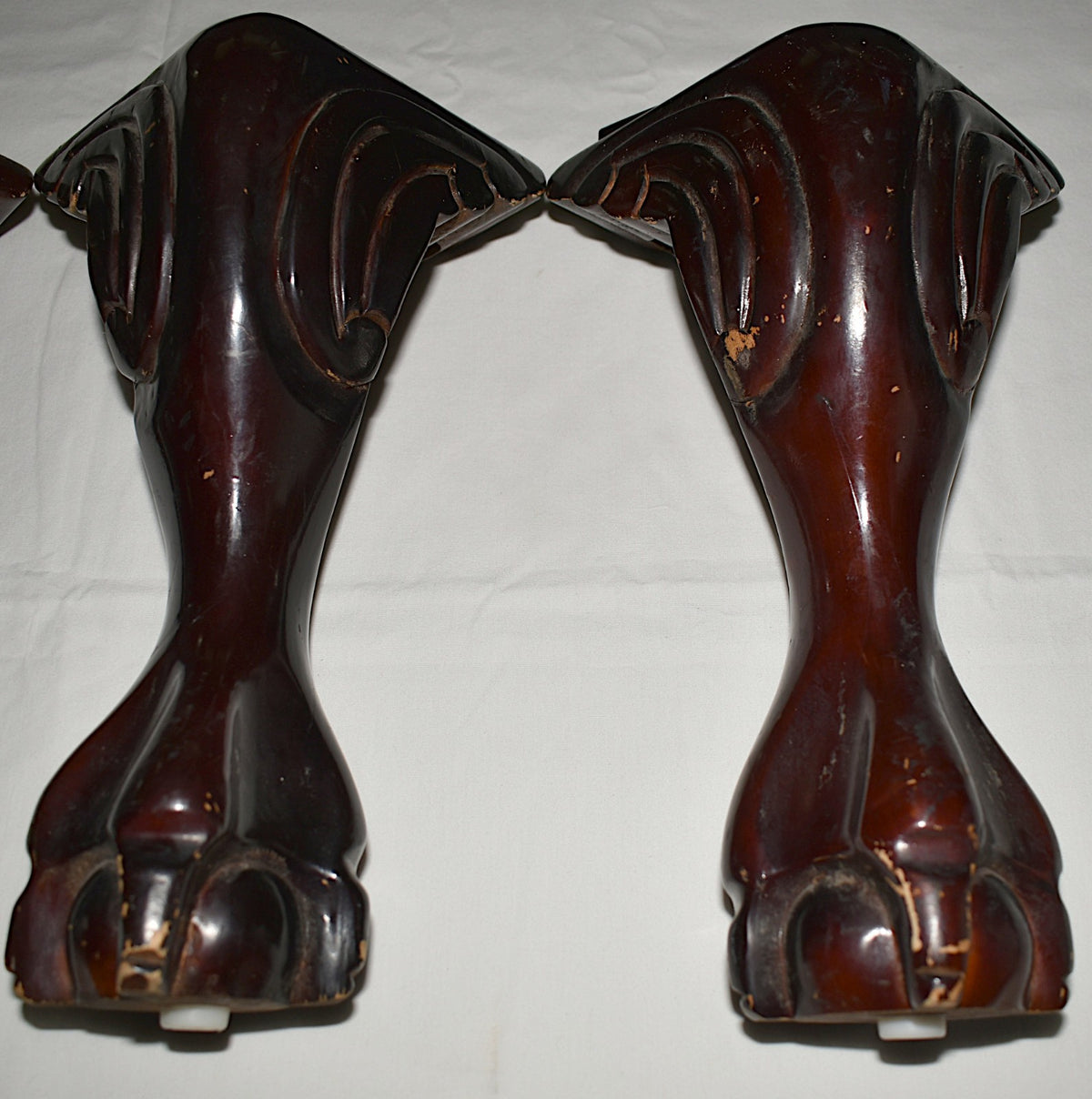 4 Vintage Furniture Legs Ball & Claw Foot Mahogany Stained Table Chair Sofa Legs
