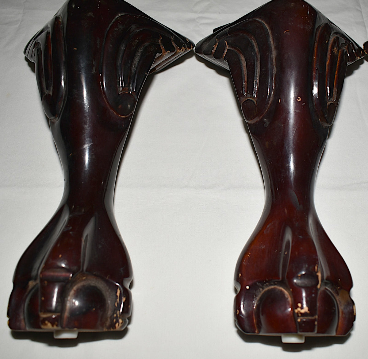 4 Vintage Furniture Legs Ball & Claw Foot Mahogany Stained Table Chair Sofa Legs