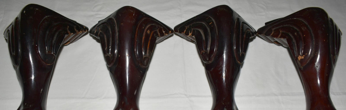 4 Vintage Furniture Legs Ball & Claw Foot Mahogany Stained Table Chair Sofa Legs