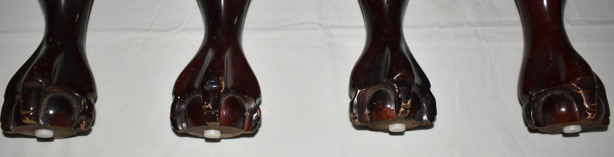 4 Vintage Furniture Legs Ball & Claw Foot Mahogany Stained Table Chair Sofa Legs