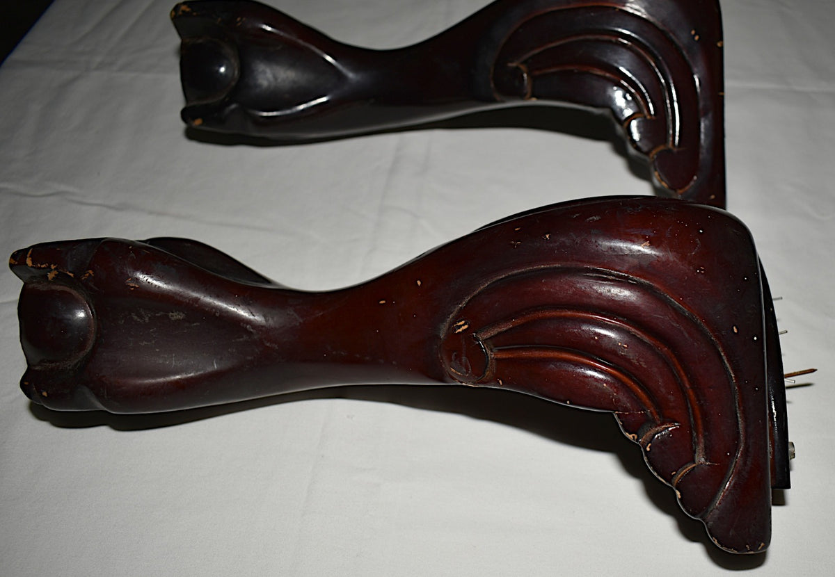 4 Vintage Furniture Legs Ball & Claw Foot Mahogany Stained Table Chair Sofa Legs