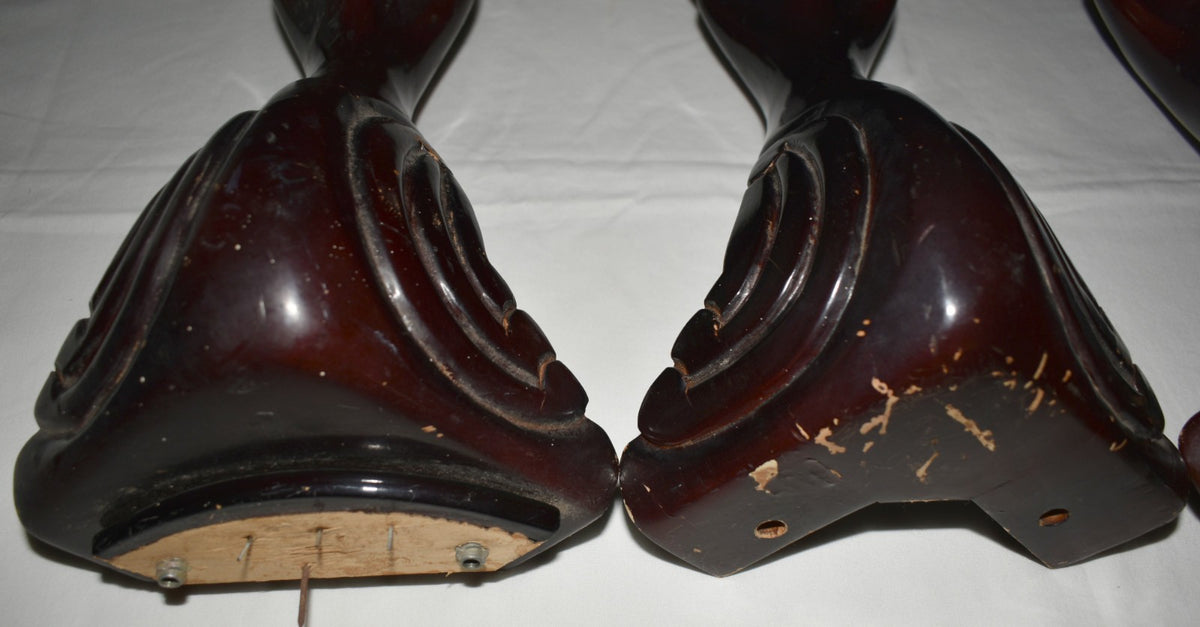 4 Vintage Furniture Legs Ball & Claw Foot Mahogany Stained Table Chair Sofa Legs