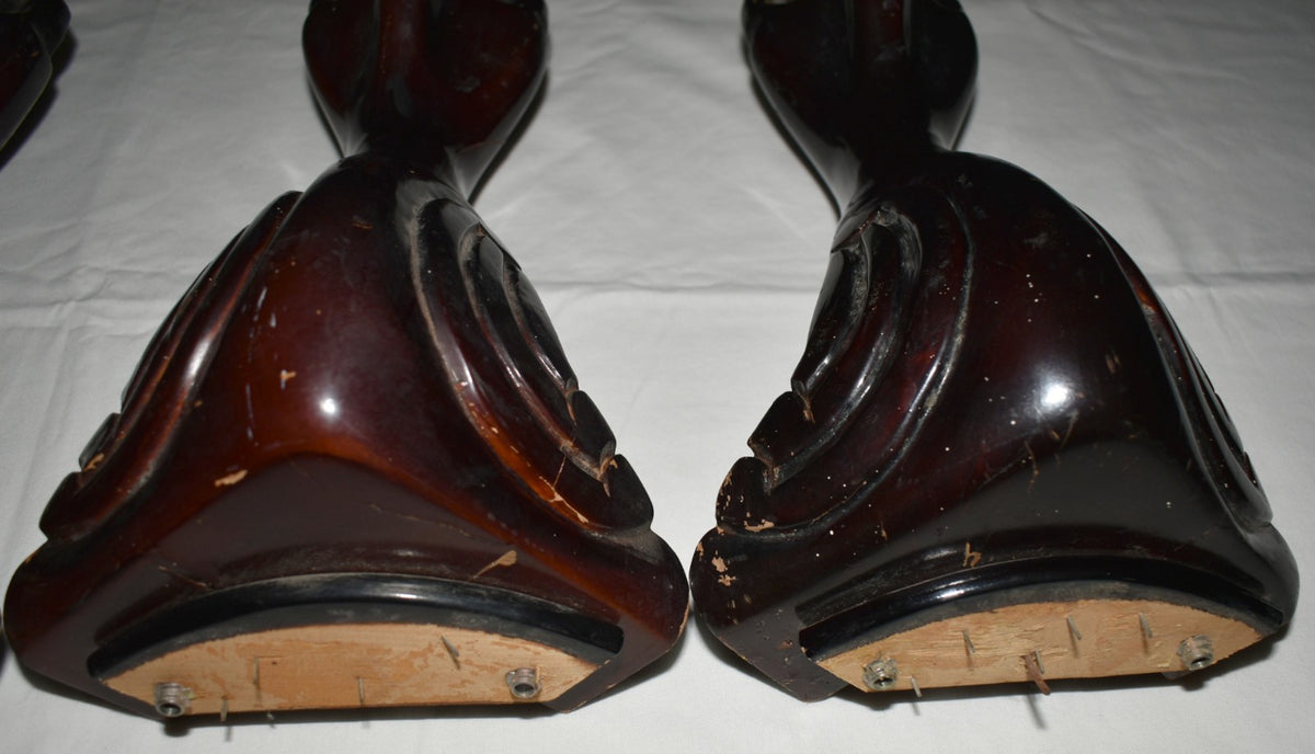 4 Vintage Furniture Legs Ball & Claw Foot Mahogany Stained Table Chair Sofa Legs