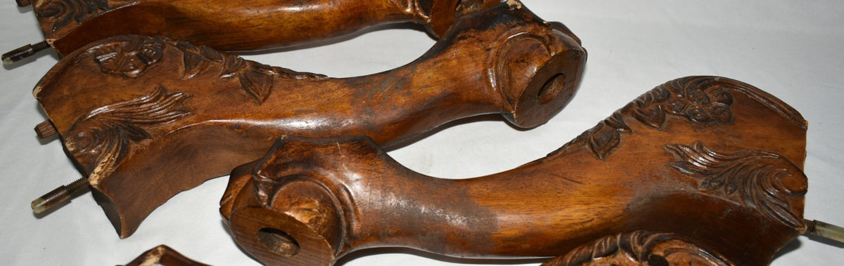 4 Vintage Furniture Legs Ball & Claw Foot Walnut Stained Table Chair Sofa Legs
