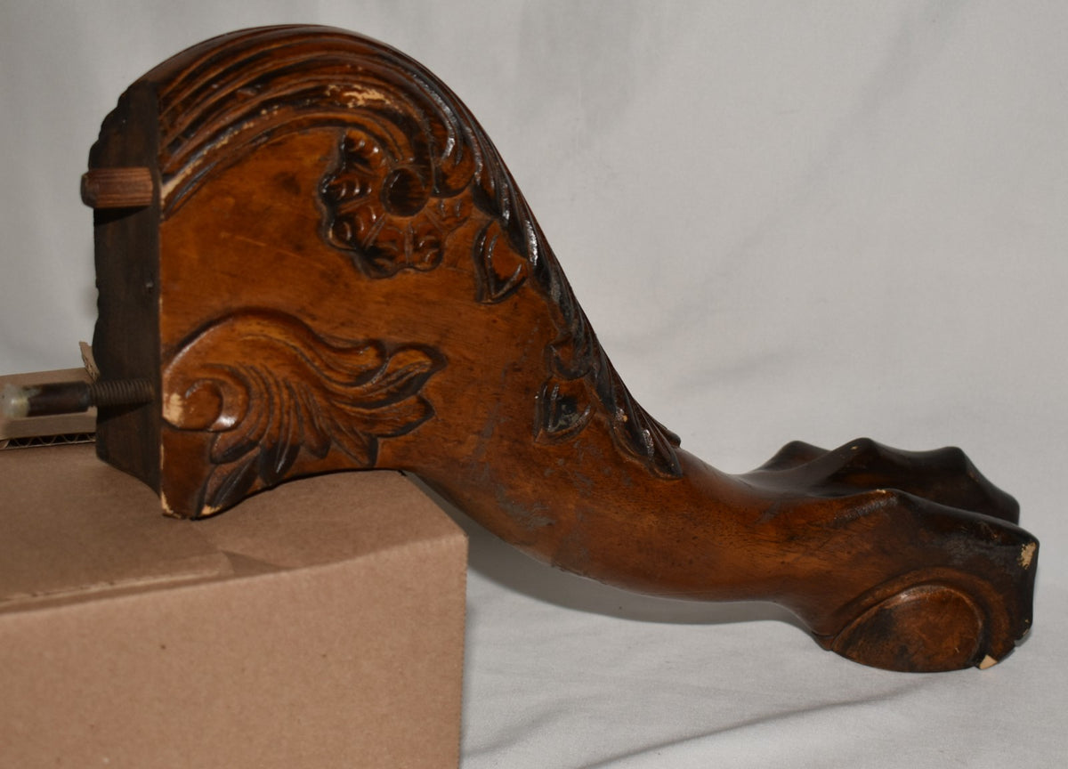 4 Vintage Furniture Legs Ball & Claw Foot Walnut Stained Table Chair Sofa Legs