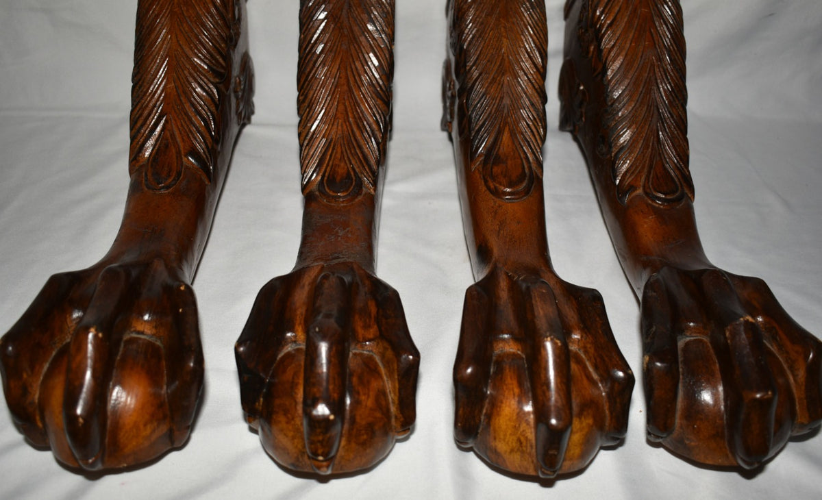 4 Vintage Furniture Legs Ball & Claw Foot Walnut Stained Table Chair Sofa Legs