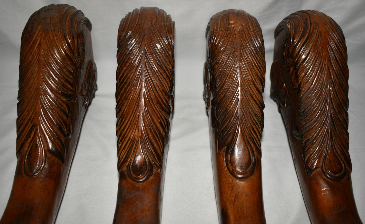 4 Vintage Furniture Legs Ball & Claw Foot Walnut Stained Table Chair Sofa Legs
