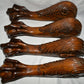 4 Vintage Furniture Legs Ball & Claw Foot Walnut Stained Table Chair Sofa Legs