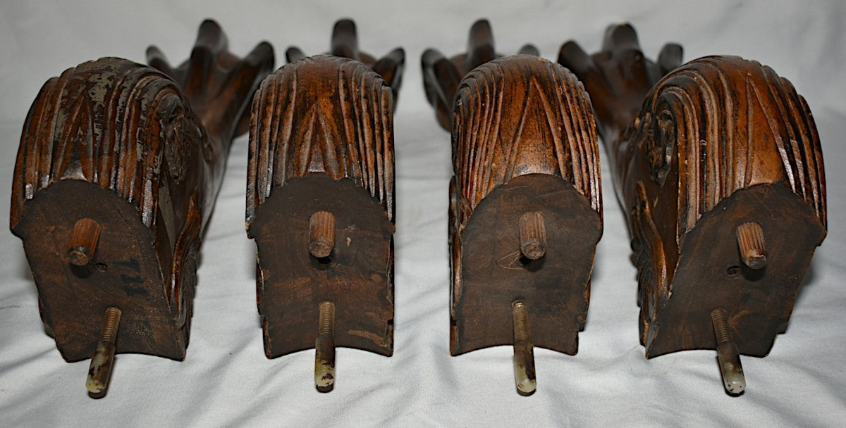 4 Vintage Furniture Legs Ball & Claw Foot Walnut Stained Table Chair Sofa Legs