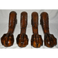 4 Vintage Furniture Legs Ball & Claw Foot Walnut Stained Table Chair Sofa Legs