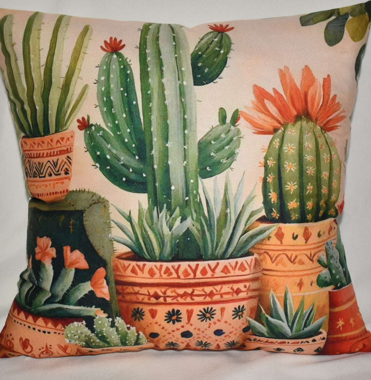 Accent Throw Pillows Potted Cactus Pillow Slip Cover 16" x 16" New *cover Only*