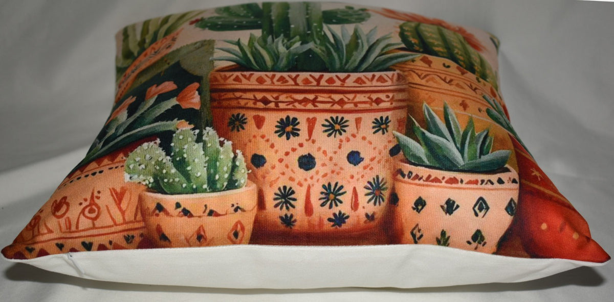 Accent Throw Pillows Potted Cactus Pillow Slip Cover 16" x 16" New *cover Only*