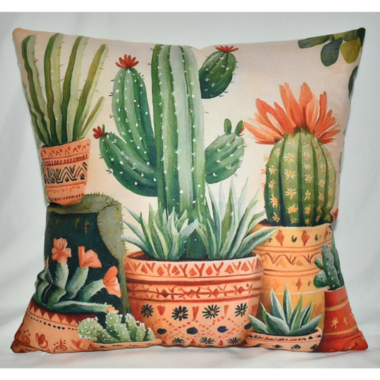 Accent Throw Pillows Potted Cactus Pillow Slip Cover 16" x 16" New *cover Only*
