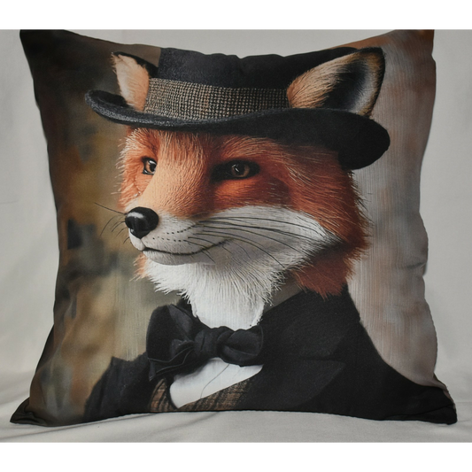 Accent Throw Pillows Fox in Suit Pillow Slip Cover 18" x 18" New **cover Only**