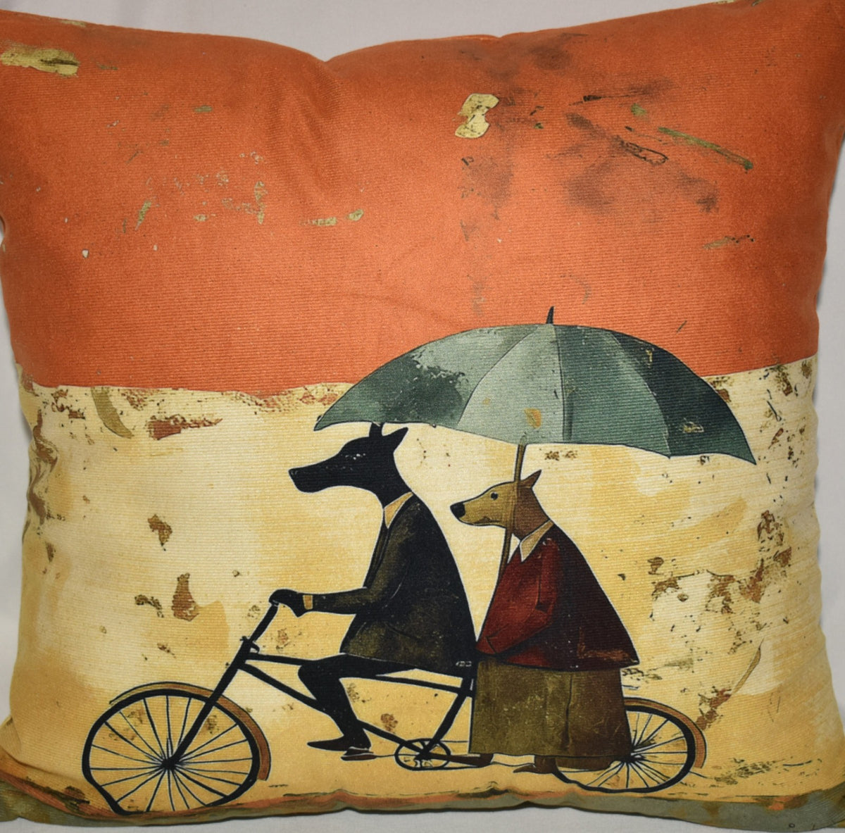 Accent Throw Pillows Dogs on a Bike Pillow Slip Cover 18" x 18" New *cover Only*