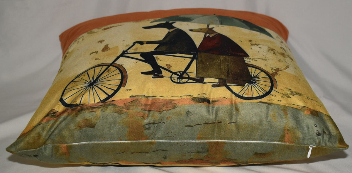 Accent Throw Pillows Dogs on a Bike Pillow Slip Cover 18" x 18" New *cover Only*