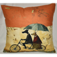 Accent Throw Pillows Dogs on a Bike Pillow Slip Cover 18" x 18" New *cover Only*