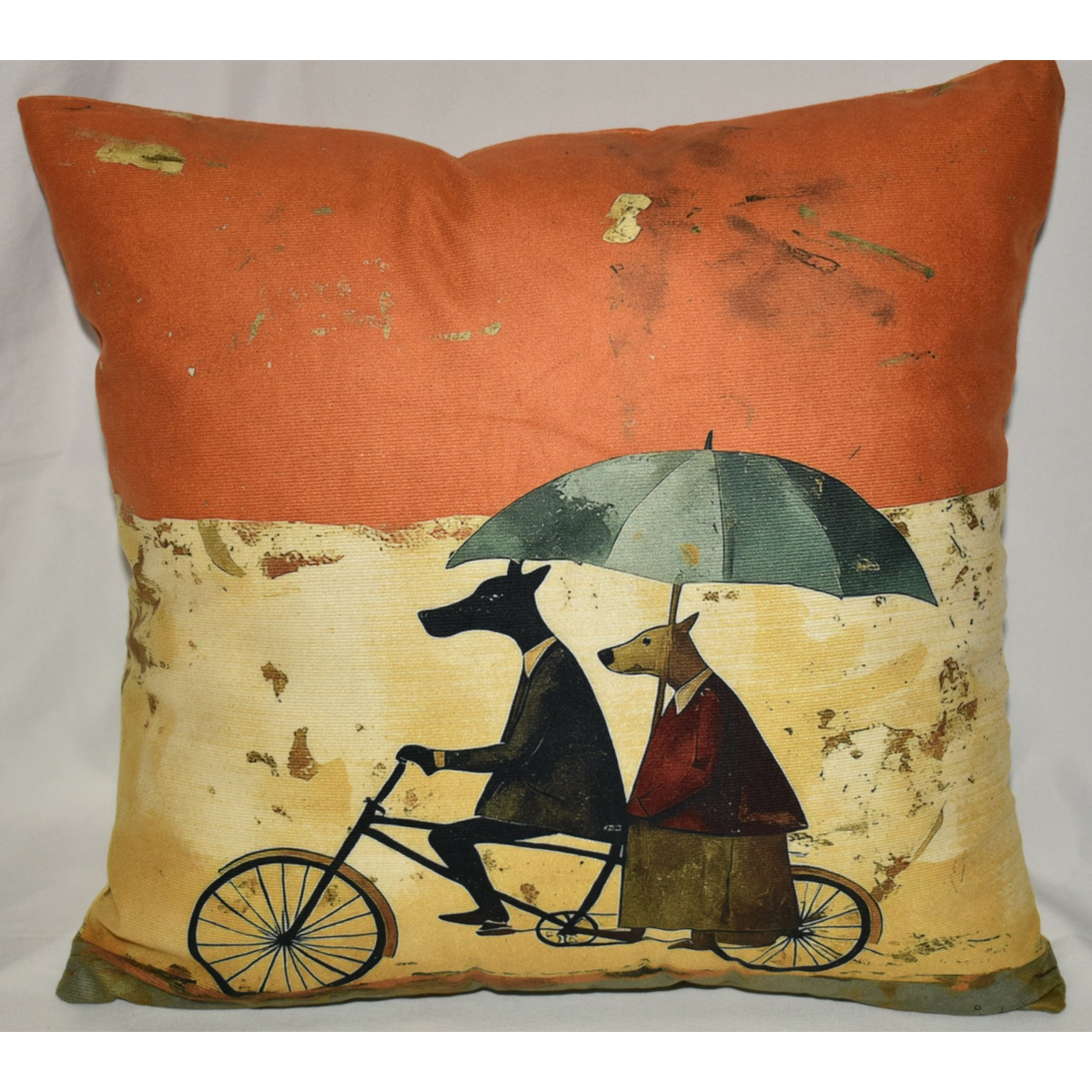 Accent Throw Pillows Dogs on a Bike Pillow Slip Cover 18" x 18" New *cover Only*