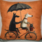 Accent Throw Pillows Dogs on Bike Pillow Slip Cover 18" x 18" New *cover Only*