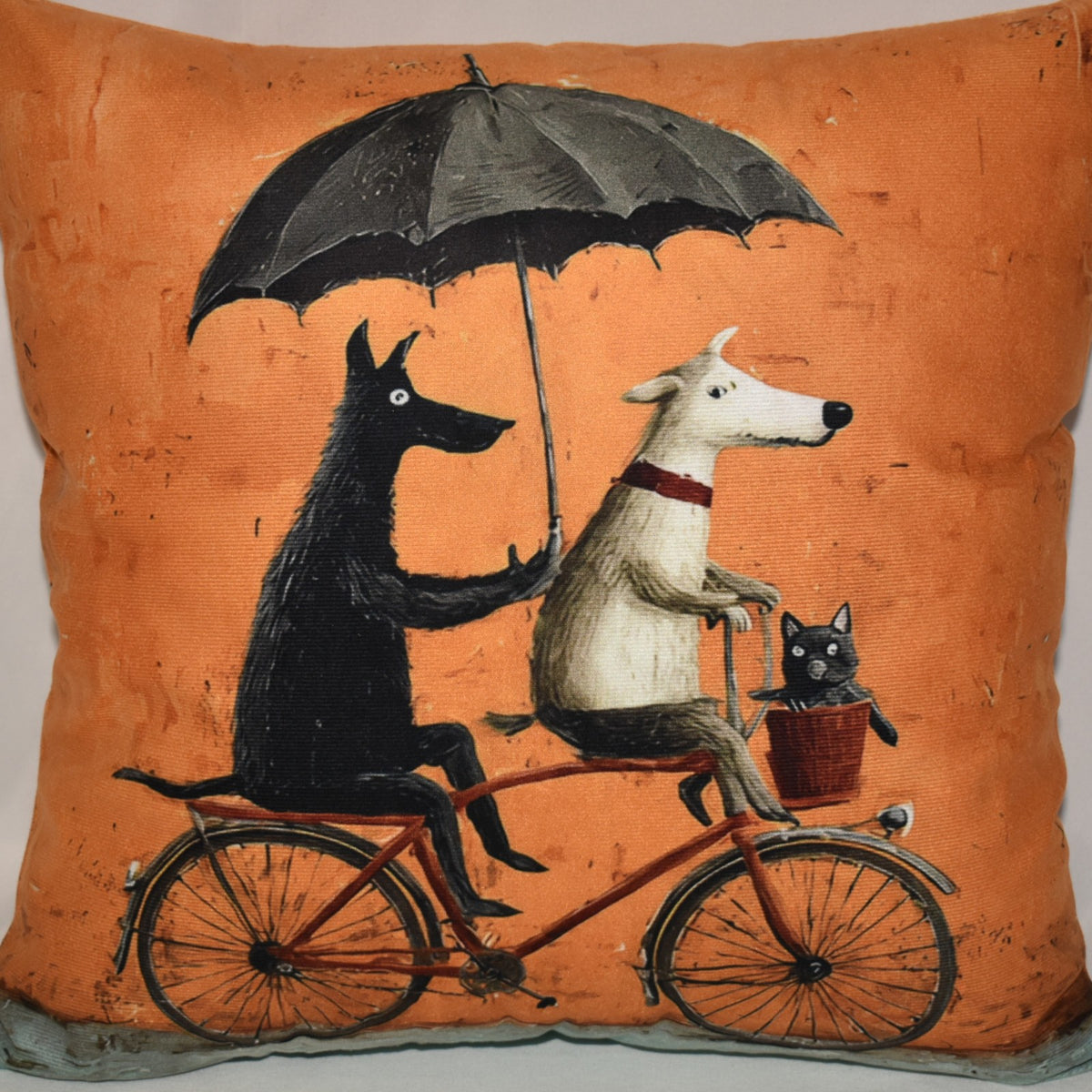 Accent Throw Pillows Dogs on Bike Pillow Slip Cover 18" x 18" New *cover Only*