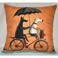 Accent Throw Pillows Dogs on Bike Pillow Slip Cover 18" x 18" New *cover Only*