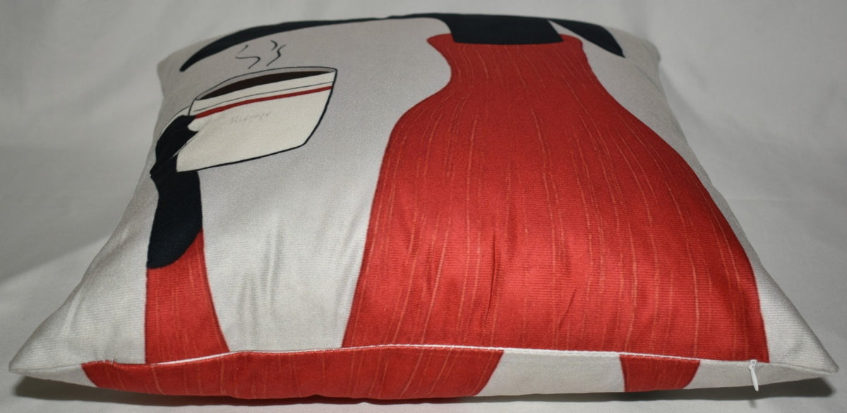 Accent Throw Pillows Dog w Coffee Pillow Slip Cover 18" x 18" New *cover Only*