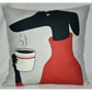 Accent Throw Pillows Dog w Coffee Pillow Slip Cover 18" x 18" New *cover Only*
