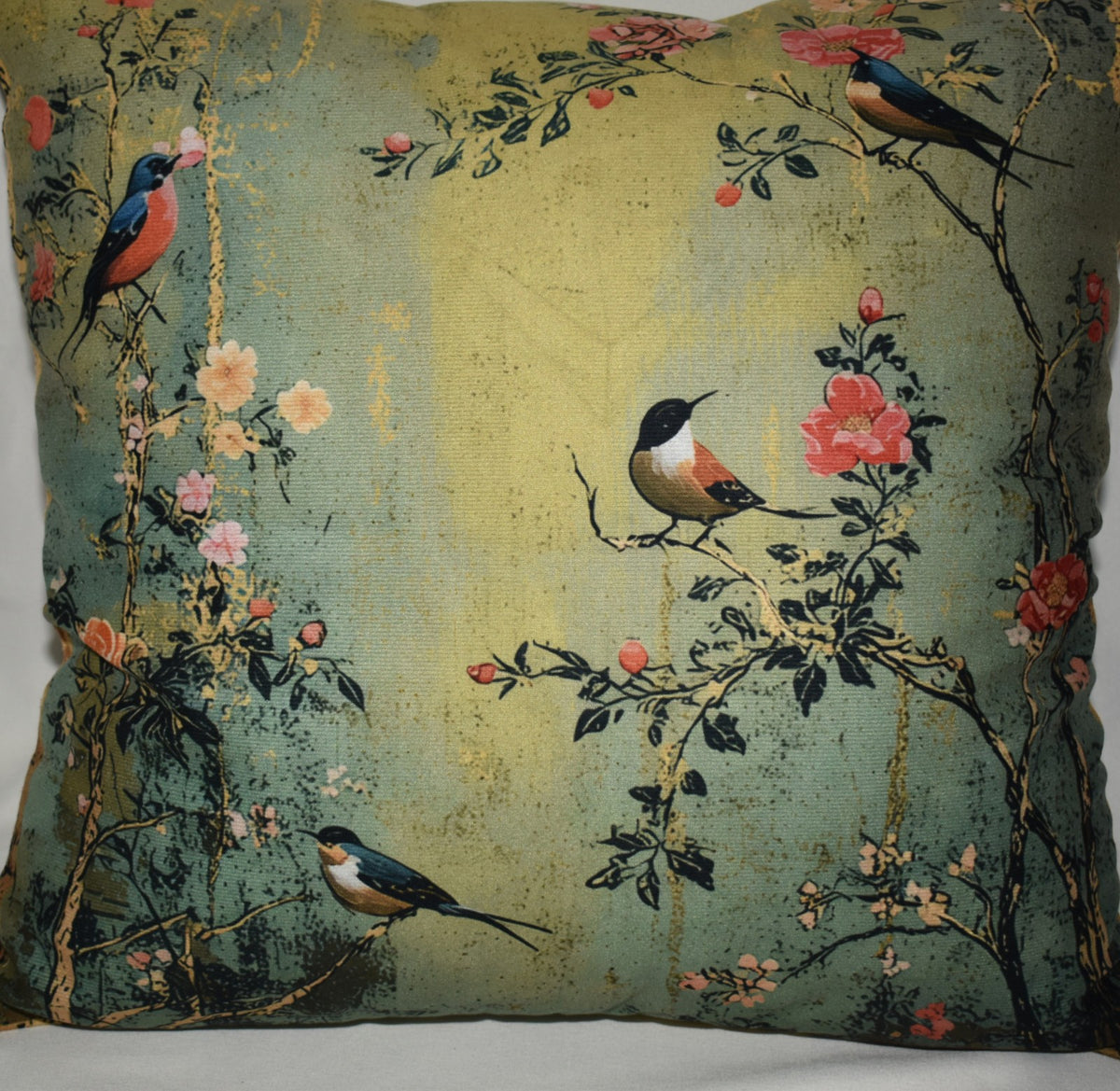Accent Throw Pillows Birds & Florals Pillow Slip Cover 18x18 New *cover Only*