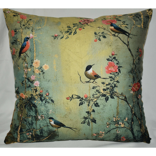 Accent Throw Pillows Birds & Florals Pillow Slip Cover 18x18 New *cover Only*