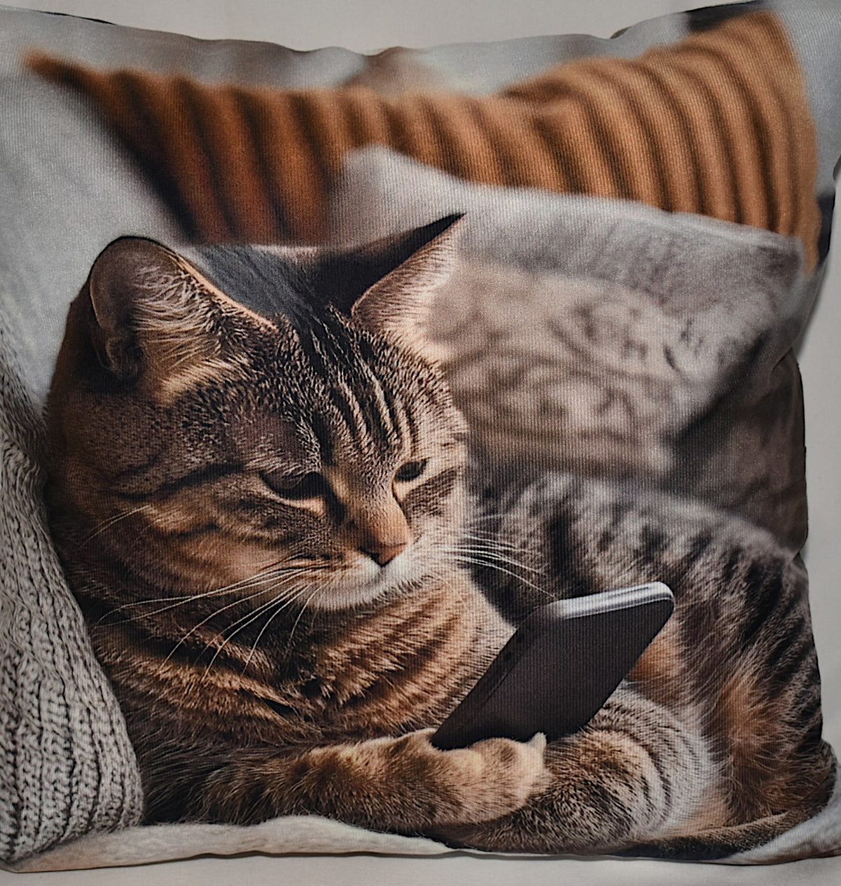 Accent Throw Pillows Cat w Cell Phone Pillow Slip Cover 18x18 New *cover Only*