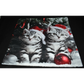 Cats Christmas Pillow Slip Cover 18x18 Black & White Cats with Hats Pillow Cover