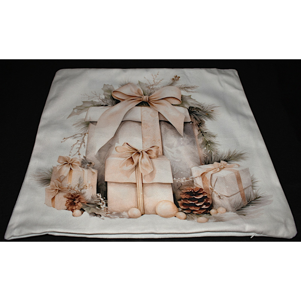 Christmas Pillow Slip Cover 18x18 Beige White Green Xmas Gifts Pillow Cover