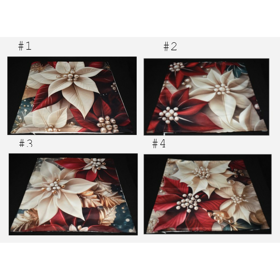 Christmas Pillow Slip Covers 18x18 Ivory Red Gold Large Poinsettias Pillow Slips