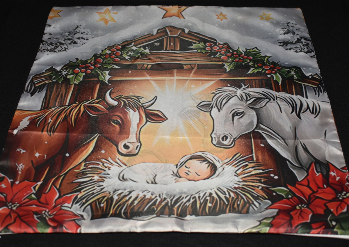 Nativity Christmas Pillow Slip Cover Jesus in the Manger Pillow Cover 18x18 New
