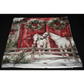 Christmas Pillow Slip Cover with Red Barn & White Horses Equines 18x18 New