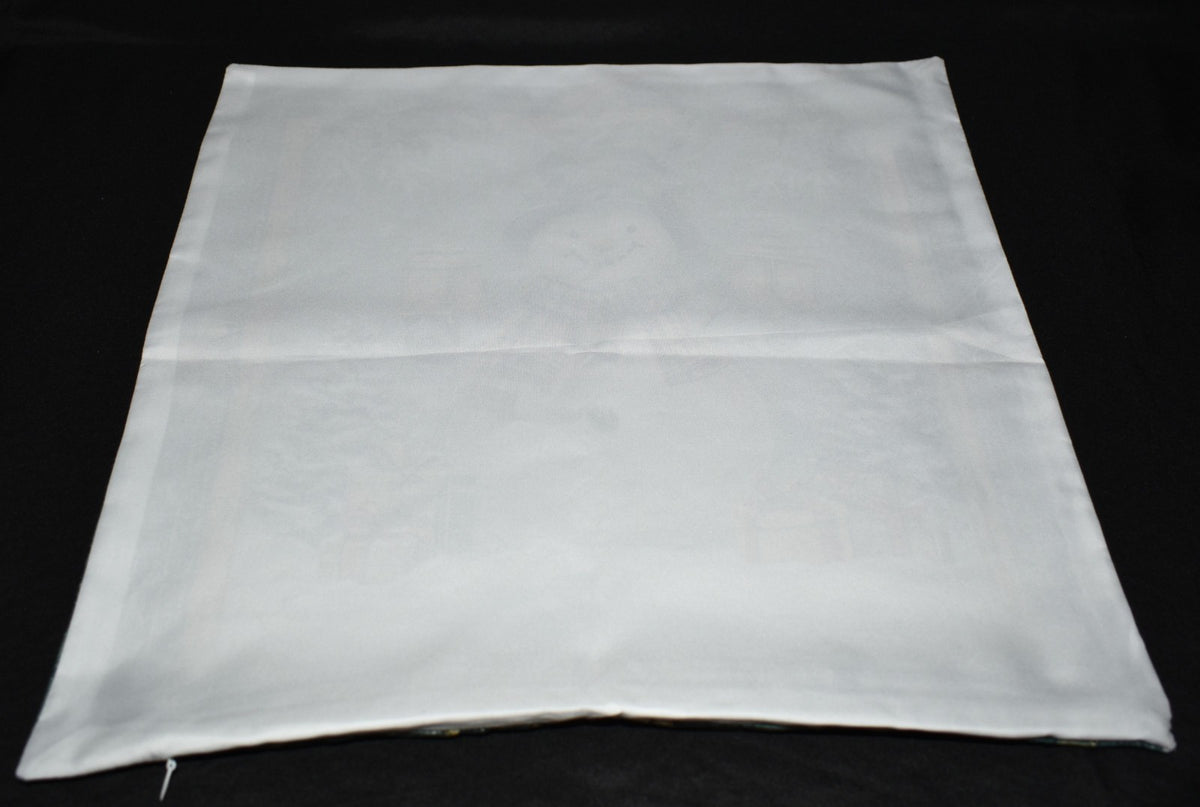 Green Christmas Pillow Slip Cover of a Snowman in a Frame w Xmas Gifts 18x18 New