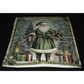Green Christmas Pillow Slip Cover with Santa Claus Gifts & Snowfall 18x18 New