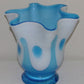 Vintage Cased Glass Handkerchief Vase Blue White Hand Blown Glass Mid Century