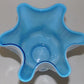 Vintage Cased Glass Handkerchief Vase Blue White Hand Blown Glass Mid Century