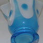 Vintage Cased Glass Handkerchief Vase Blue White Hand Blown Glass Mid Century