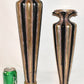 Vintage Art Deco Style Candlesticks Holders 2pc Black Gold Pillar Candle Stands 19"