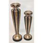 Vintage Art Deco Style Candlesticks Holders 2pc Black Gold Pillar Candle Stands 19"