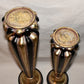 Vintage Art Deco Style Candlesticks Holders 2pc Black Gold Pillar Candle Stands 19"