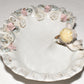 Vintage Porcelain Angel Bowl in Relief Aqua Pink Applied Flowers Gilt Trim 7.5"