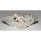 Vintage Porcelain Angel Bowl in Relief Aqua Pink Applied Flowers Gilt Trim 7.5"