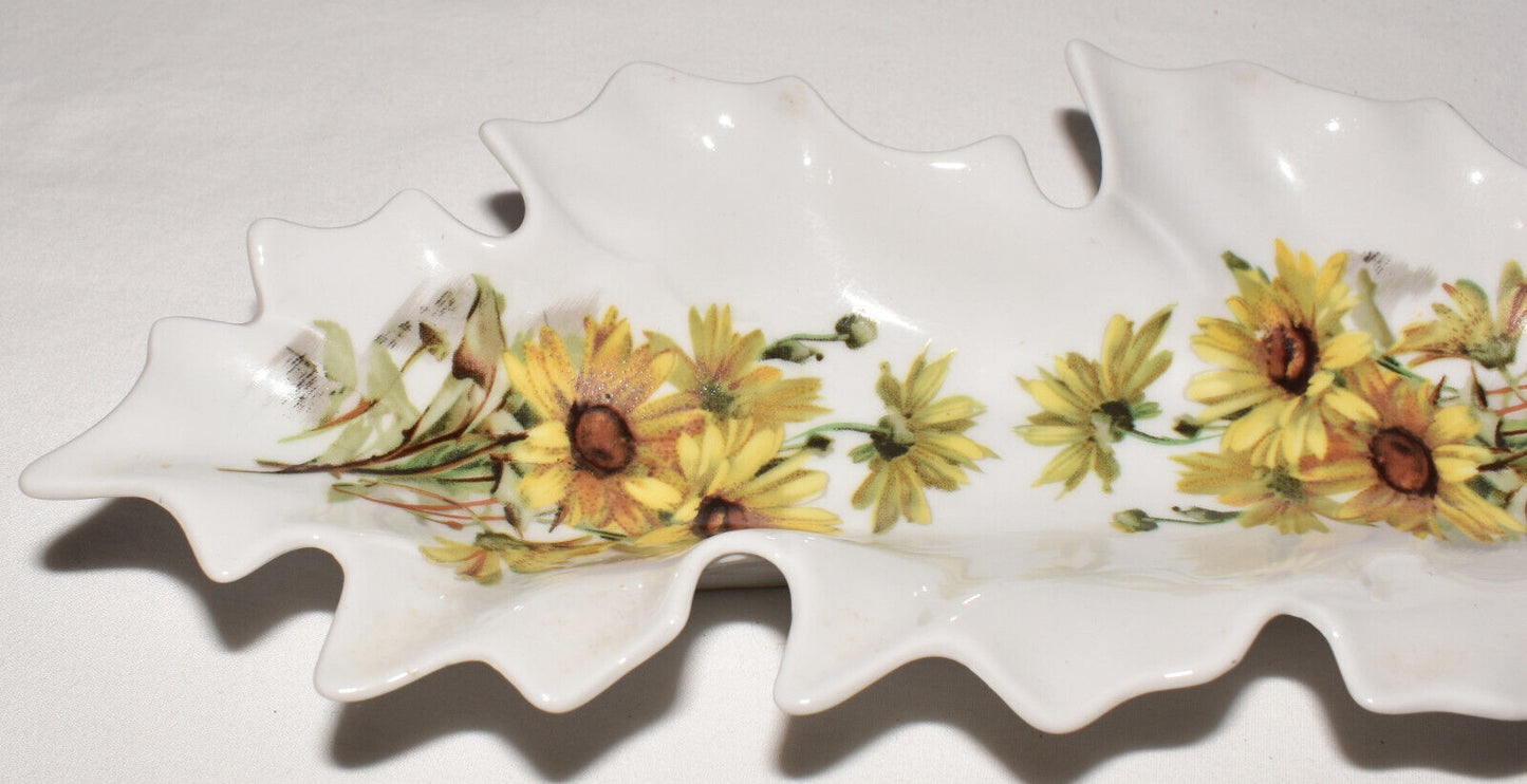 Vintage Bavaria Germany 11" Relish Tray Bowl Old Nuremberg Porcelain Leaf Dish