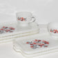 Early 1960's Fire King White Milk Glass Primrose Luncheon Trays Plates Cups 7pcs