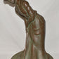 Large Vintage Victorian Lady Sculpture 16" Patinated Bronze Female Golfer Statue