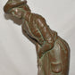 Large Vintage Victorian Lady Sculpture 16" Patinated Bronze Female Golfer Statue