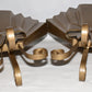 Pair Mid Century Modern Metal Fan Vases w Bow Fronts & Scroll Feet 14" Rare Find
